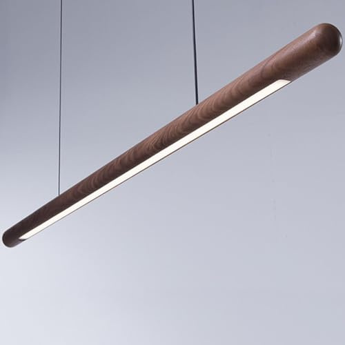 Moderne Hängelampe Holz Esstischlampe Dimmbar LED Pendelleuchte esstisch Linear Design hängeleuchte mit Fernbedienung hängend höhenverstellbar Pendellampe für Esszimmer Küche (Nussbaumholz 120cm)