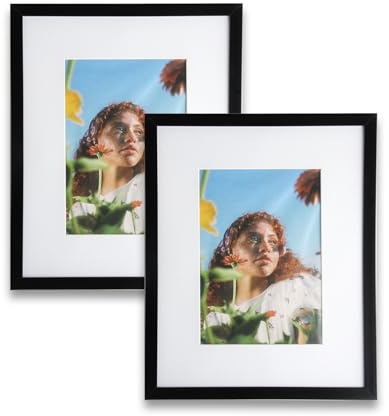 2 Pack 8x10 Picture Frame Black Plastic Photo Frame Wall Tabletop Display | Vertical Horizontal, Family Photo Frame, Picture Frame