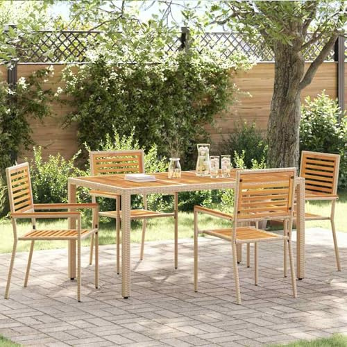 Gecheer Garten Stapelstühle 4 pcs Braun, Beige, Gartenmöbel Stapelstuhl Balkonstühle für Outdoor Garten Café Camping