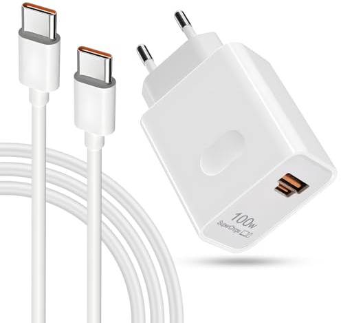 100W Supercharge Schnellladegerät für Huawei Mate 60/50/40,P60/50/40,nova 12/11/10/9 Pro, 2-Port Schnelllade Ladegerät mit 6A USB-C Ladekabel (1,5M) für Magic 6/5/4,Honor 100/90/80 Pro,Honor 70/60Pro