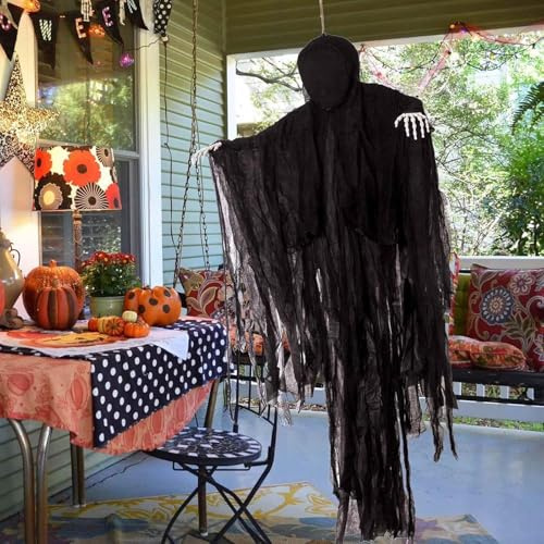 Skelett Lebensgroß 160 cm Halloween, Skelett Halloween Hängende Gruselige Geister Dekorationen Gartendekoration Gespenst Skelett Geister Tür Geist für Halloweens Deko Garten,Innen,Party,Spukhaus