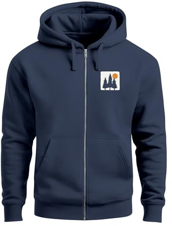 Neverless® Herren Sweatjacke mit Kapuze Print Bäume Logo Sweatshirt Zipjacke Zip-Hoodie Männer Fashion Streetstyle
