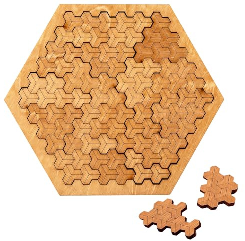 Fractal Tray Puzzle, Hard Difficult Wooden Jigsaw Puzzles for Adults, No Image Puzzle Impossible Difficult, Creative Labyrinth Reverse Thinking Challenging