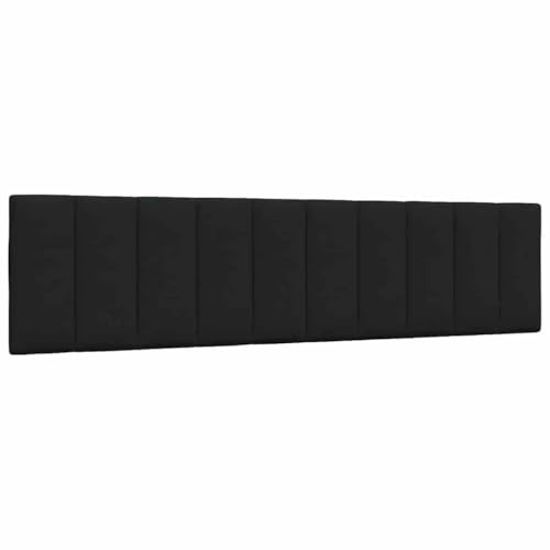 Mandloder Kopfteil-Kissen Hanko Schwarz, 200 cm Stoff, weich gepolstert, für Wandmontage & Betten, komfortable Rückenlehne