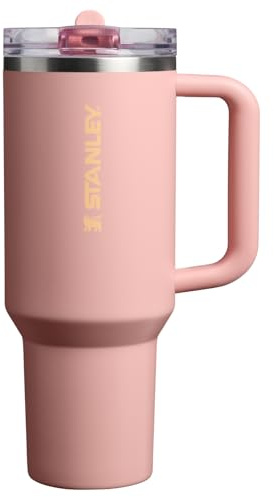 STANLEY Quencher ProTour Flipstraw Tumbler, 40 oz, Peach Rose | Built-In Straw & Handle | Cupholder Compatible for Travel | Leakproof Insulated Stainless Steel Cup | BPA-Free