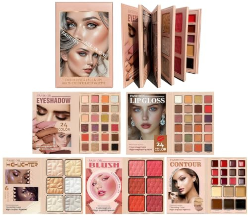 Palette de Maquillage 78 Couleurs, Kit de Maquillage Tout-en-un avec Ombre à Paupières, Rouge à Lèvres, Fards à Joues, Contouring, Enlumineurs, Palette de Pliable en Forme de Livre à 5 Couches