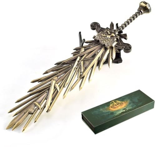 Wonsunte Elden Rings Grafted Blade Greatsword Replica, Modello di Spada in Metallo 30 cm con Scatola, Oggetto da Collezione Gaming, Decorazione da Scrivania, Regalo per Fan