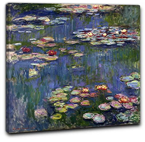 Niik Rahmen die Seerosen 3 von Claude Monet Falsch D 'Autor Druck auf Leinwand Con telaio (BC) 60x60x1,7cm