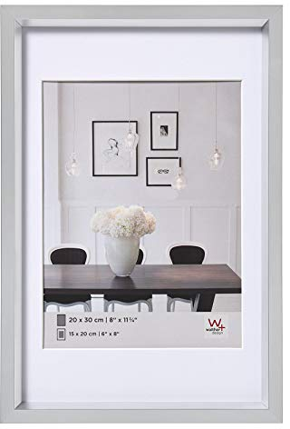 walther design Bilderrahmen silber 50 x 60 cm mit Passepartout, Steel Style Kunststoffrahmen ES060S