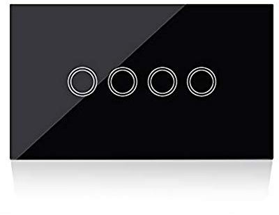 Yagusmart US Wifi Interruttore Intelligente Luce Wireless WiFi da Muro,con Power Monitor,App Controllo Remoto,Funzione Timer,Controllo Vocale (4 gang, nero)