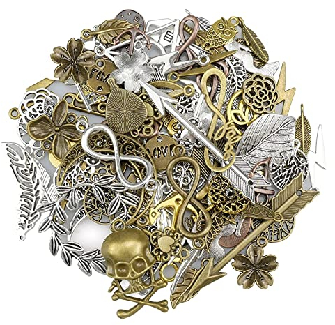 KiKiHong 100 Stücke Charm Anhänger zum Schmuck, Zufällige Gemischte Charm für Schmuck Basteln Armband Halskette
