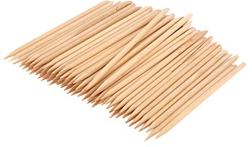 PROFICO 50 palillos de madera | Palillos de madera naranja | Empujador de cutículas para manicura y pedicura | Palillos de manicura para cuidado de cutículas