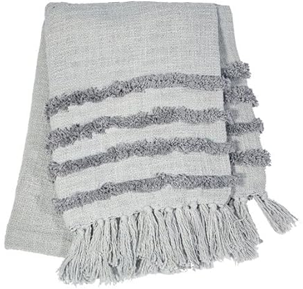 Sass & Belle Tufted Grey Blanket Throw