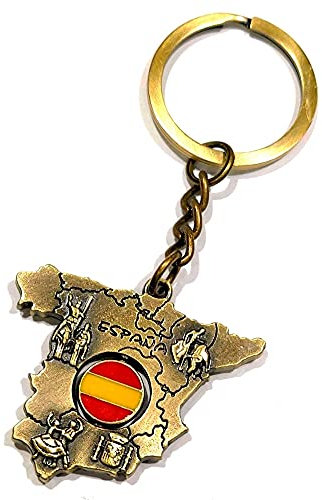 BDM - Llavero con la silueta de España y con anillas original - Modelo 1