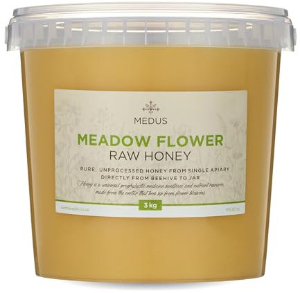 Earthbreath Wiesenblüte Rohhonig 3kg - rein, unpasteurisiert und ungefiltert - aus einzelnem Bienenhaus - natürlicher Süßstoff zum Kochen, Kaffee, Tee, Saft, Getränke, Lebensmittel