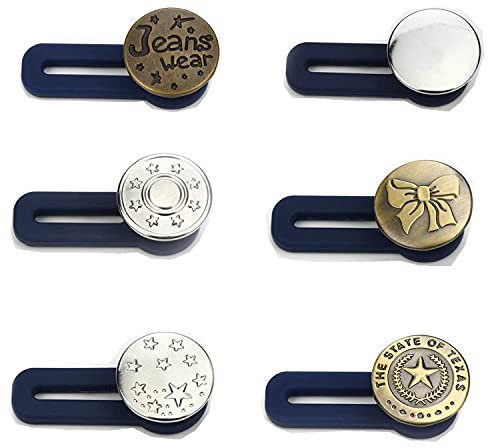 Extensor de cintura de pantalones, 6 piezas botones para pantalones vaqueros Pantalones Extensiones de CinturóN Extensores De Cintura para jeans Faldas Pantalones Hombres Mujeres.