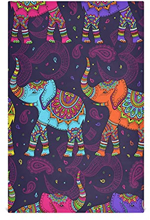 xigua Geschirrtücher, indisches Vintage-/Retro-Design, Elefant, Neonfarben, Küchentuch, langlebig und super saugfähig, stilvolles Design, Geschirrtuch und Handtücher, 71,1 x 45,7 cm, 1 Stück