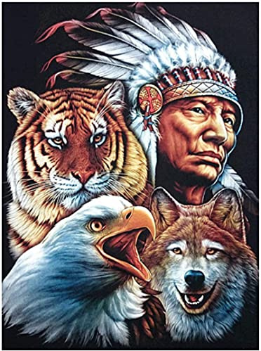 RUIYANMQ Holzpuzzle 1000 Stück Indianer Und Adler Tiger Wolf Puzzles Lernspielzeug Für Erwachsene Geburtstagsgeschenk Zy72Tm