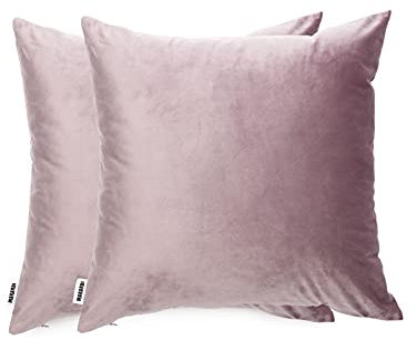 Maradi 2 er Pack Kissenbezüge aus Weichem Samt [Farbe Lavendelrosa] 45x45cm mit [Unsichtbarer Reißverschluss] Dekoratives Bett Sofa Stuhl Schlafzimmer Küche Garten Wohnzimmer Arbeitszimmer und Büro