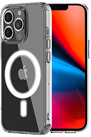 HiChili Clear Case with Mag-Safe for iPhone 13 Pro Hülle, Phone Case Built in Magnet Circle Slim Soft TPU Bumper PC Back Cover for iPhone 13Pro [Shockproof][Anti-Yellowing] Shell, Transparent