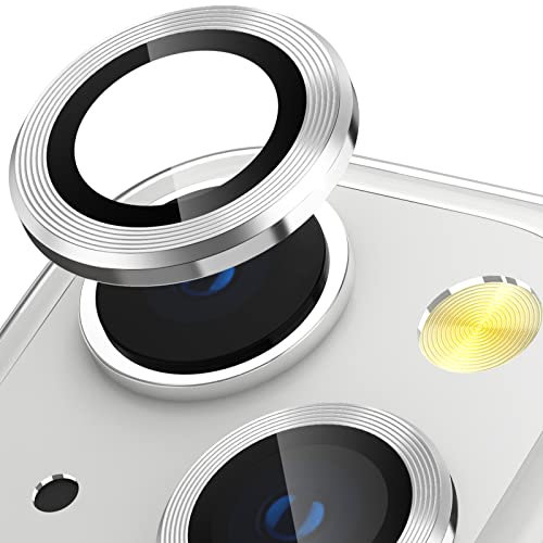 CloudValley Camera Lens Protector Designed for iPhone 13/13 Mini, Tempered Glass Protective Film, Aluminum Alloy Camera Lens Cover, Silver