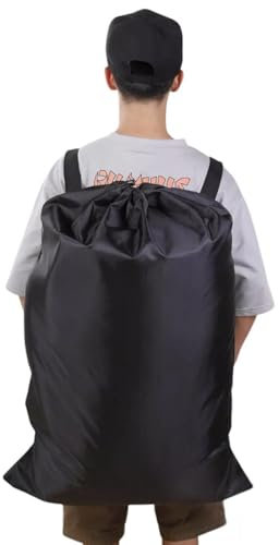 MGKolbe® Zaino Impermeabile Tascabile Ripiegabile con Bretelle Grande 92 X 60 cm, Portabiancheria Sporca per Bagno Porta Abiti da Viaggio Portapanni Indumenti Sporchi Borsa Bagaglio a Mano Nero