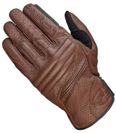 Held Rodney II - Urban Motorrad Handschuhe Herr - Leder Motorradhandschuhe Herren Sommer mit Knöchelschutz CE Zertifiziert - Smartphone Touchscreen Bedienung, Coolmax Futter - Größe 7 - Braun