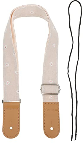 Milisten Ukulelengurt Ukulele BÜGEL VERSTELLBAR BEKREME Baumwoll Daisy Leinenmuster n Gurt für Akustische Folk Klassische E- n Ukulele Bass Gitarren-Gürtelschnalle