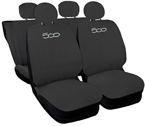 Auto Accessori Lupex Coprisedili Auto Compatibili con Cinquecento 500, Made in Italy, tessuto poliestere, Grigio Scuro Modello 1
