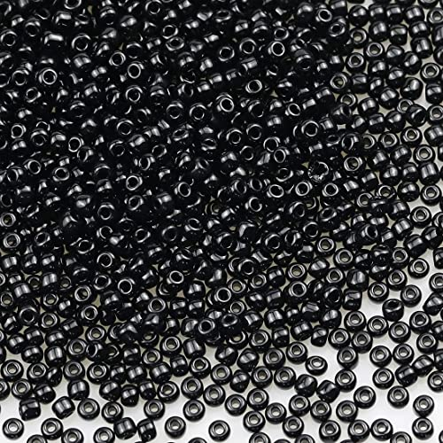 Bala&Fillic Schwarz Farbe 3mm Perlen zum Auffädeln 3600Stücke/100Gramm,8/0 Glasperlen zur Herstellung Schmuck, Armbändern, Halsketten und Ohrringen (Schwarz)