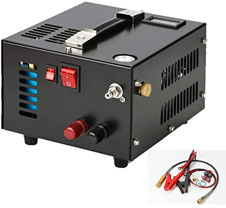 PCP Air Compressor Manual Shutdown 4500Psi/30Mpa Pressure Air Gun and Paintball Tank Pump, Air Pump Electric Air Compressor with Built-in Power Adapter,Black-220v-12v