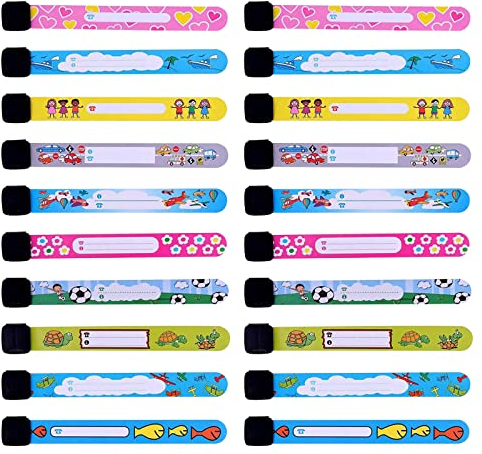TSHAOUN 20 Stück Notfall-Armband für Kinder,Kinder Namensarmband , Marker Anti verloren Notfallarmband, Wasserdichtes and wiederverwend,Für Outdoor-Aktivitäten von Kindern. (Multicolor)