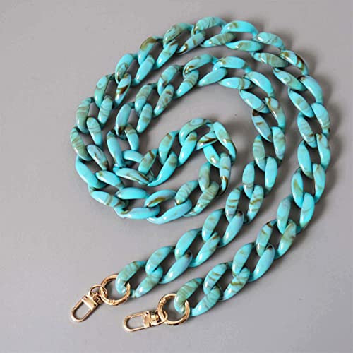 Taschenkette Acryl Glau, Kette für Handtasche, Taschengurt, Gurt für Handtasche, Schultergurt mit karabiner, Taschenriemen breit, Ersatzgurt für Tasche - 2,5 cm breit, 120cm lang