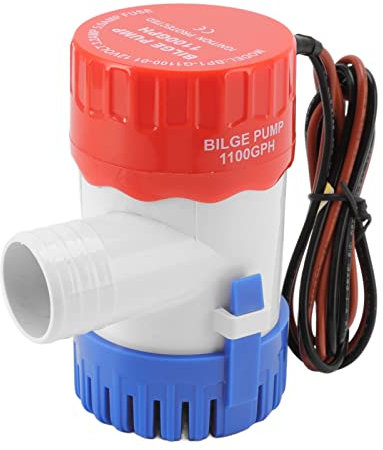 Bomba de Achique, Bomba de Achique No Automática con Motor Refrigerado por Agua Bomba de Agua Marina Sumergible para Estanques Piscinas RV (1100GPH 12V)