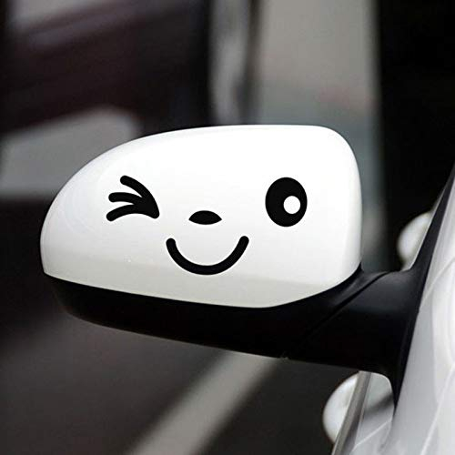 Btruely Klebefolie Comic Aufkleber Lächeln Dekoration Gesicht Rückansicht Seite 3D Auto Spiegel Aufkleber für Auto Aufkleber LKW Aufkleber Sprüche (,White,,Black-2, One Size)