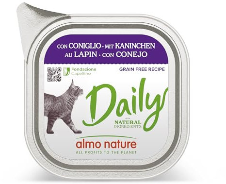 Almo Nature Daily Nassfutter für Erwachsene Katzen mit Kaninchen, 3,2 kg (32 x 100 g)