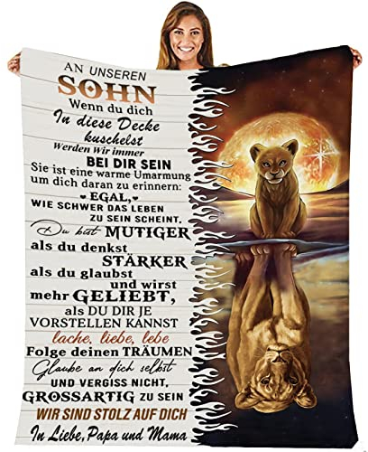 ACCZ Personalisierte Decke für Sohn von Mama und Papa, Kuscheldecke Flauschige Geschenke An unseren Sohn, Geburtstagsgeschenk für Sohn, Junge Geburtstags Abschluss-Geschenke