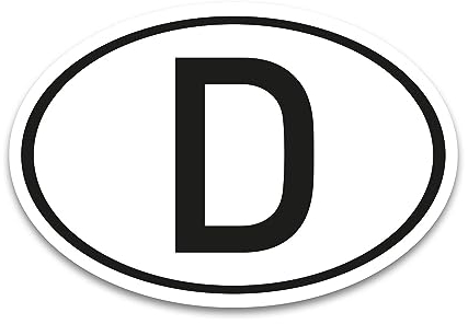 D Magnet Länderkennzeichen Deutschland Schwarz & Weiß - 17,5 x 11,5 cm DIN genormt - PKW LKW Wohnmobil Auto - verpflichtend außerhalb der EU - kfz713