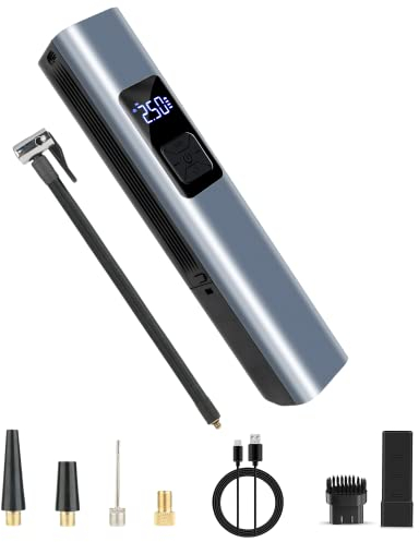 Pompe à Air Portable 4 en 1, Compresseur sans Fil, Aspirateur pour Voiture et Maison, Détection de la Pression des Pneus, Lampe de Poche LED SOS, Gonfleur pour Vélo, Moto, 4400mAh 30000r/min