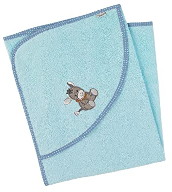Sterntaler Badetuch 80x80 cm aus 100% Baumwolle personalisiert mit Namen/inklusive Bestickung (Emmi blau sitzend)