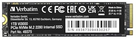 Verbatim Disque Dur Interne SSD Vi3000 1 to PCIe NVMe M.2 2280