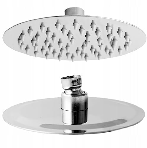 AquaParts Runder Duschkopf | 15cm | 1/2 | Chrom | Regendusche | Durchmesser | Wasserfall-Duschkopf | Verstellbarer Kopfbrause | Wassersparend mit Anti-Kalk-Düsen
