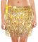 Soudittur Quasten Paillettenrock Damen Glitzer Rock Damen Steampunk Quastenrock Bauchtanz Hüftschal Karneval Fransen Rave Outfit Kostüm Gold