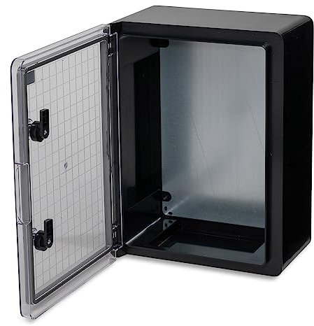 BOXEXPERT® Verteilerkasten außen wasserdicht [ABS Kunststoff IP65 Gehäuse inkl. Sichttür] schwarz (Serie Fleet) 400x300x170mm | Schaltschrank außen | Wandschrank | Industriegehäuse | Leergehäuse