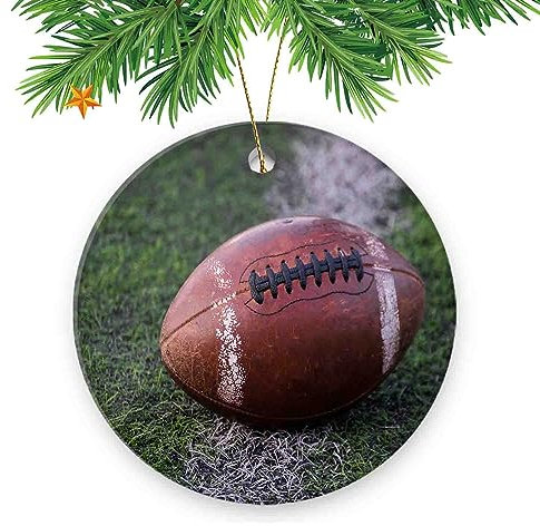 Weihnachtsbaumschmuck zum Sammeln, 7,6 cm, Rugbyball auf einem Feld, für Familie