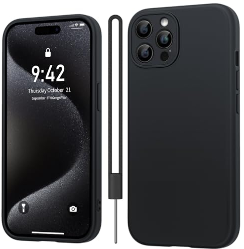 Qasyfanc Handyhülle Kompatibel mit iPhone 15 Pro Max Hülle, Soft Silikon TPU Case Ultra Dünn Microfiber Kameraschutz Rundumschutz Anti-Kratzer Schutzhülle Kompatibel mit iPhone 15 Pro Max - Schwarz