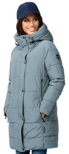 MARIKOO Damen Winterjacke Stepp Winter Jacke Übergang Steppjacke lang warm Kapuze B987