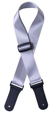 Feloyal Gitarrengurt Verstellbare Nylon Gurte mit Leder Enden für Gitarrenband E-Gitarre Akustikgitarre Westerngitarre Bass Gitarren gurt für Kinder Männer Frauen Gitarristen Silber
