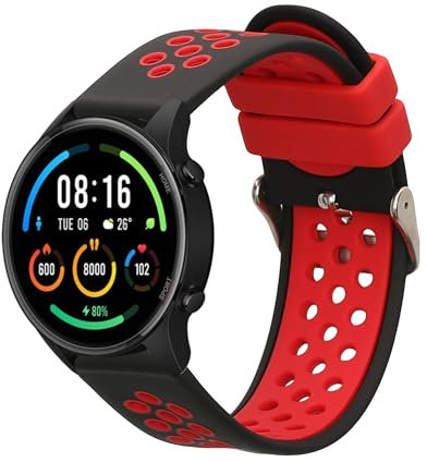 kwmobile Ersatzarmband kompatibel mit Xiaomi Mi Watch/Mi Watch Color Sport Armband - Fitnesstracker Band aus Silikon in Schwarz Rot