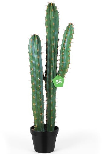 Jexine Cactus artificiales de 36 pulgadas, plantas de cactus artificiales grandes en maceta para hogar, oficina, tienda, decoración de jardín, regalos de inauguración de la casa (1 unidad)